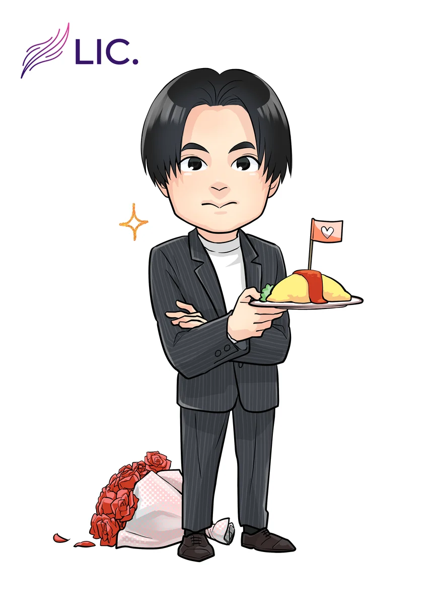 LIC株式会社 代表取締役 日山英光の似顔絵イラスト